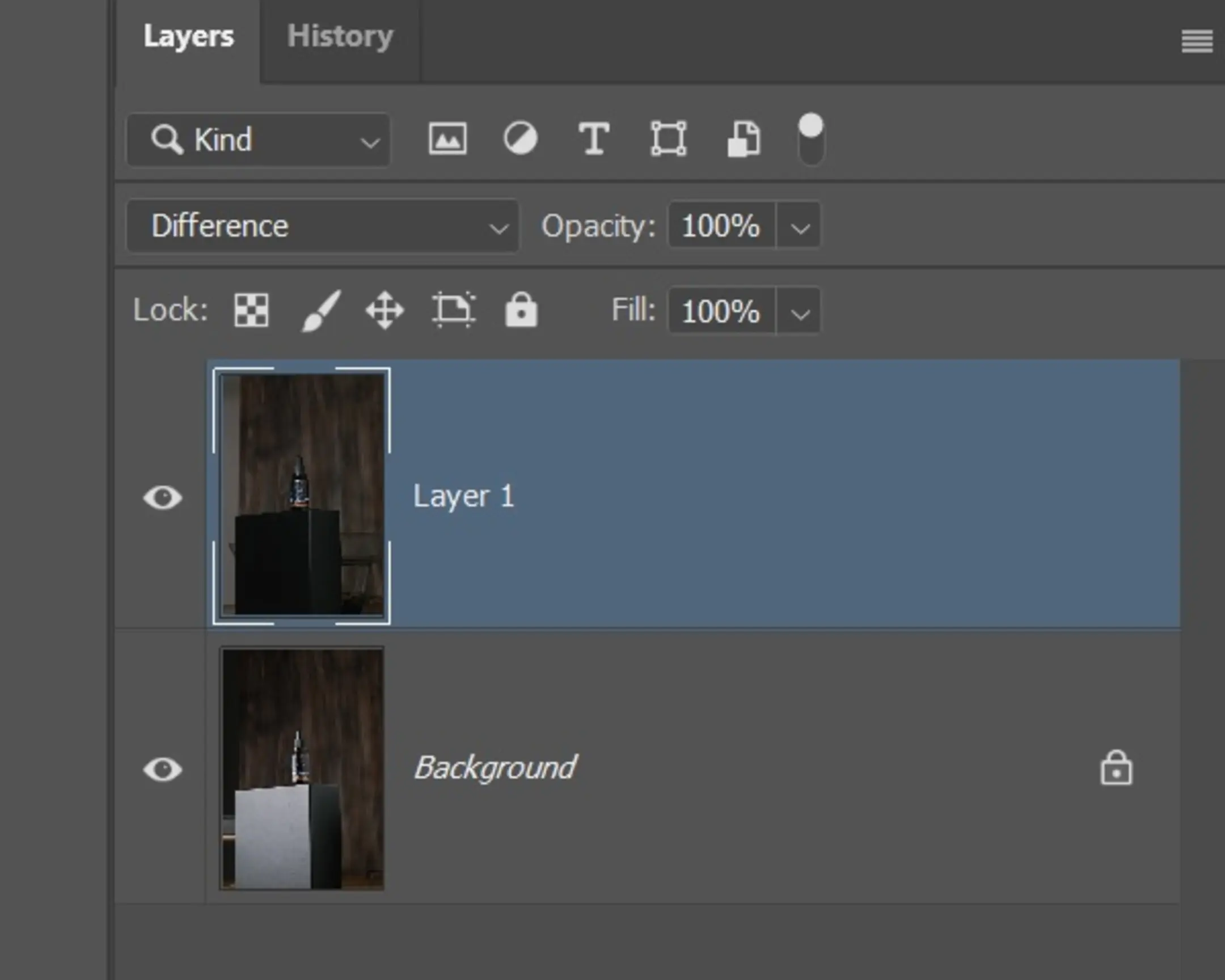 Photoshop. The picture shows the overlay of layers in Photoshop. The blending mode is Difference.