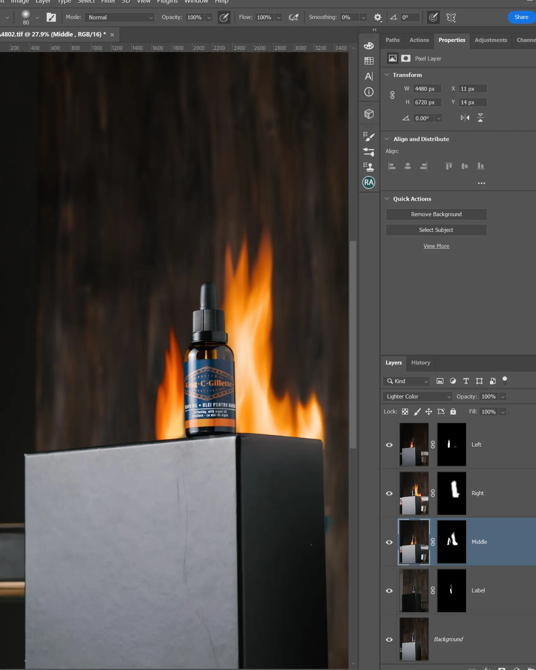 Photoshop - Layers with masks. The photo shows layers in Photoshop. On two of the layers, there is a mask, which is partially painted in white for the manifestation of fire. To attract the attention of the viewer - the masks showed.