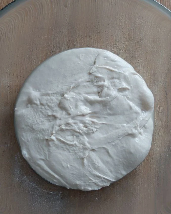 Dought in the bowl. Bread dough is placed on an oiled plate.