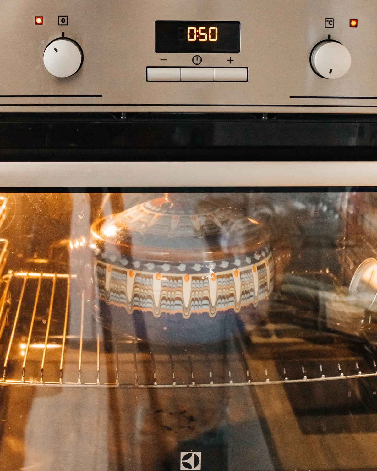 Putting in the oven. 