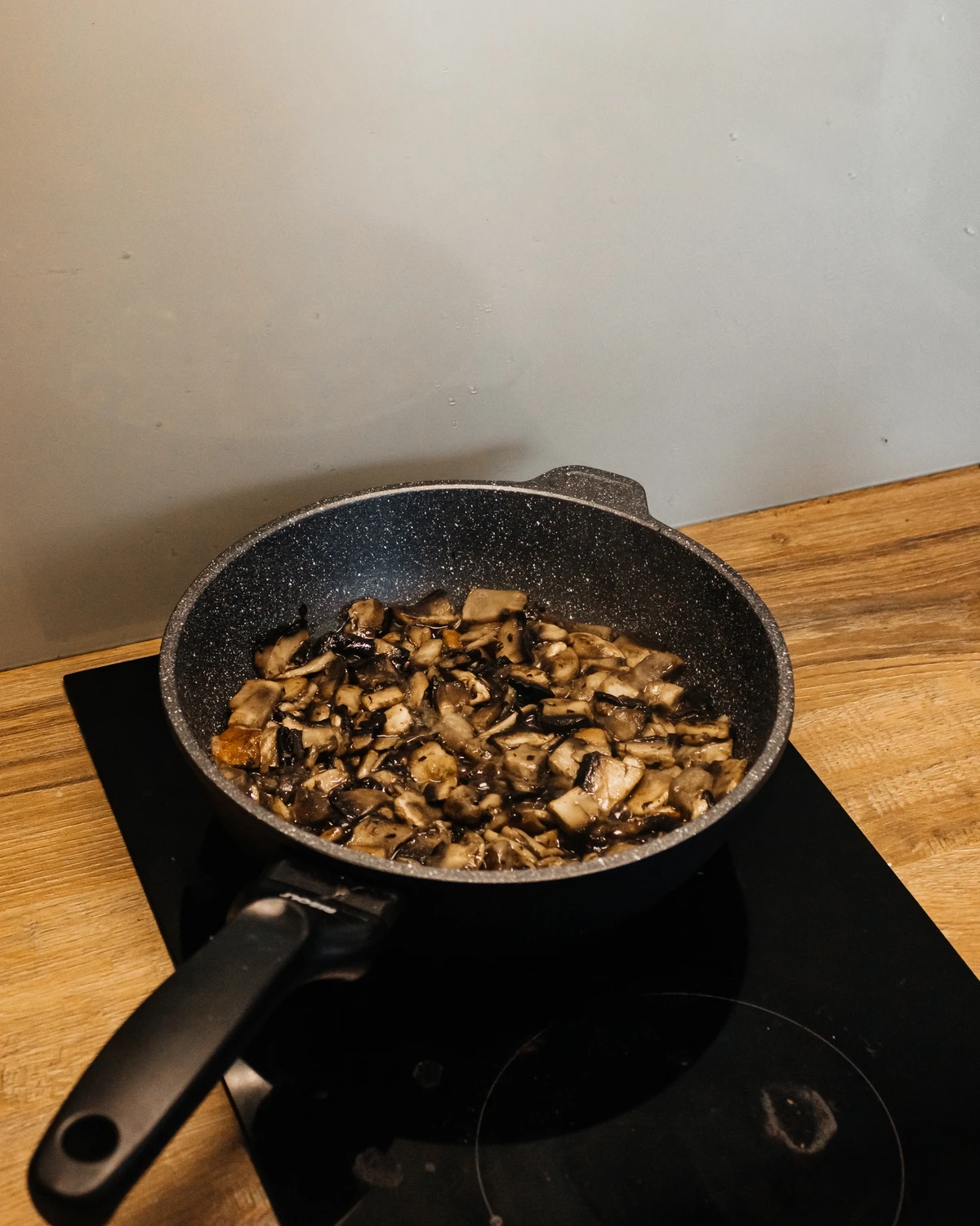 Mushrooms on a hot pan. 